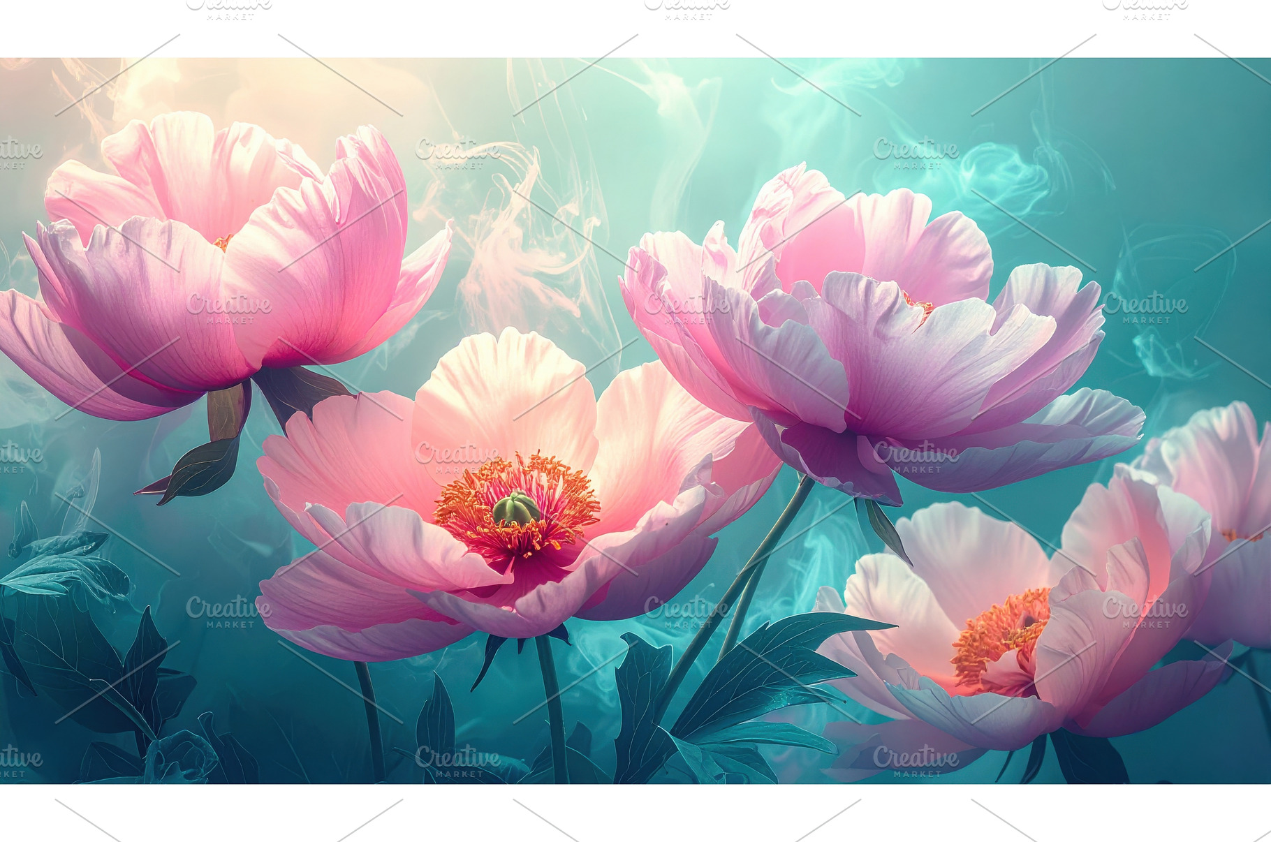 Soft pink peonies bloom against, a Nature Photo by Igor Tichonow