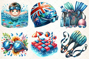 Watercolor Summer Swimming Clipart, an Illustration by DreamCafeArt (Thumbnail 4 of 6)