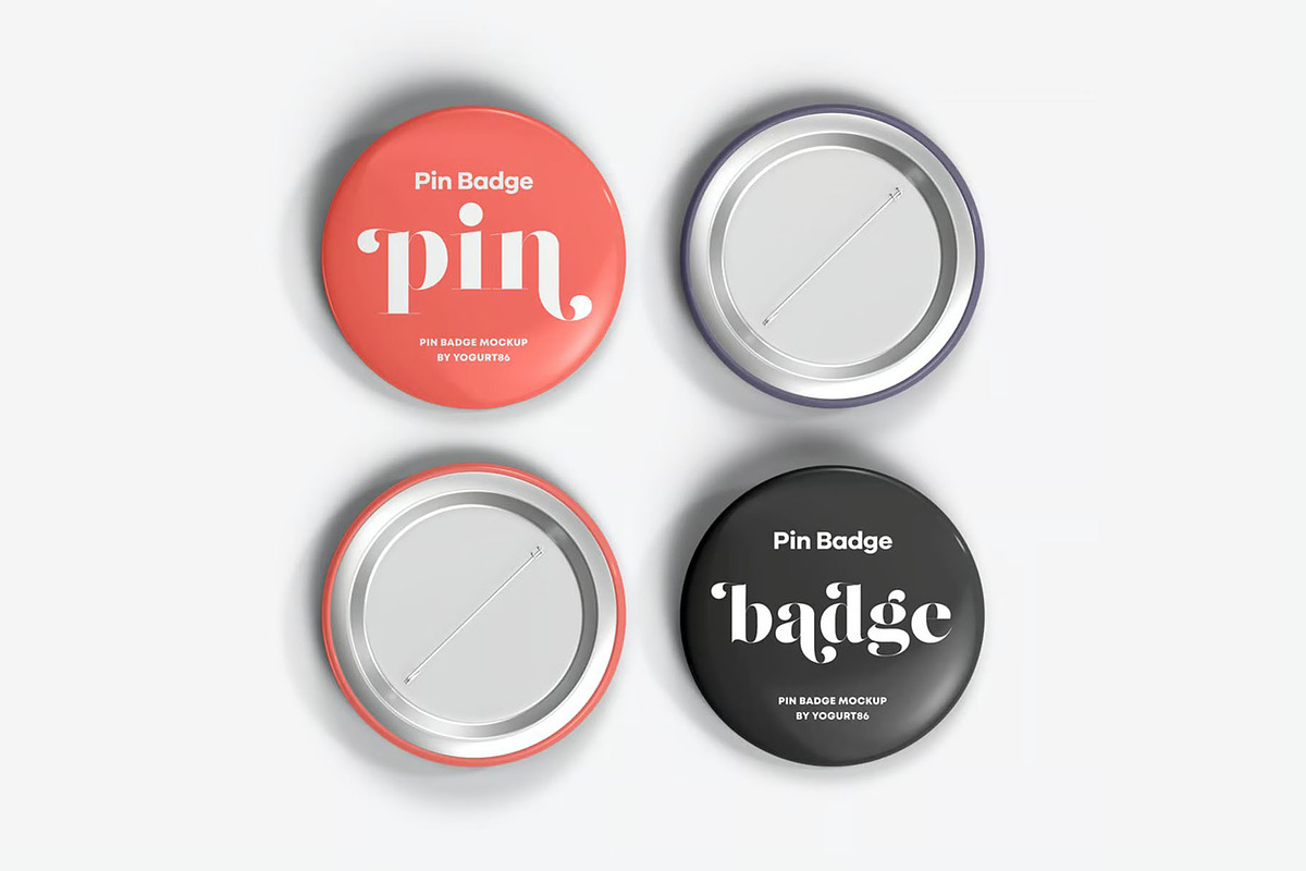 Pin Badge Mock-up, a Merchandise Mockup by zippypixelstudio (Photo 9 of 16)