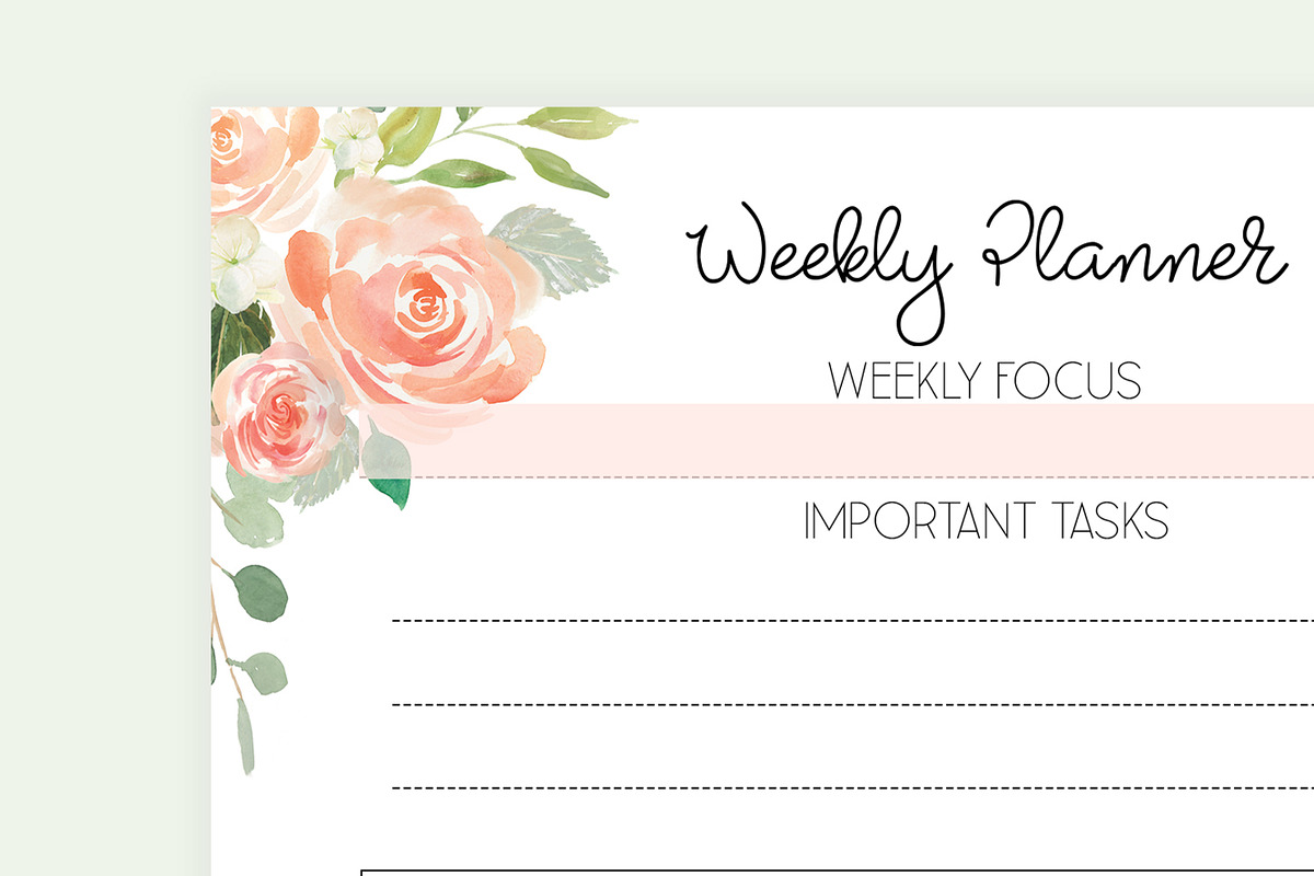 Weekly Planner A5 Inserts, a Stationery Template by EasyLifePlanners (Photo 1 of 6)