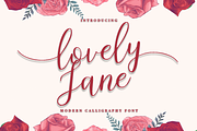 lovely Jane||Modern calligraphy font, a Script Font by Quothron (Thumbnail 1 of 6)