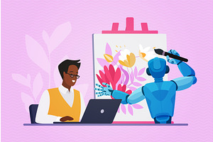 Creation visual content ai digital, a Technology Illustration by Lemberg Vector