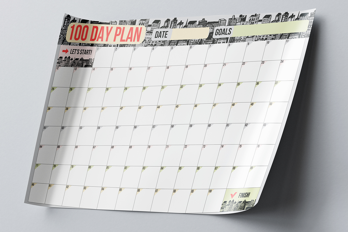 100 Day Challenge Habit Goal Planner, a Templates & Theme by IRSYART (Photo 7 of 9)
