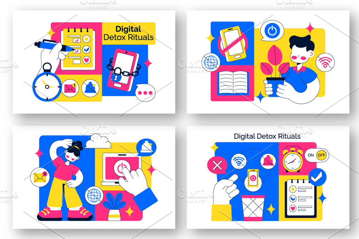 10 Digital Detox Ritual Illustration, a Person Illustration by denayunebgt (Photo 3 of 4)