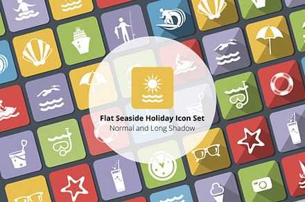 Flat Seaside Holiday Icon Set