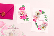 Watercolor Pink Peonies Clipart, an Object Graphic by DiashaArt (Thumbnail 2 of 10)