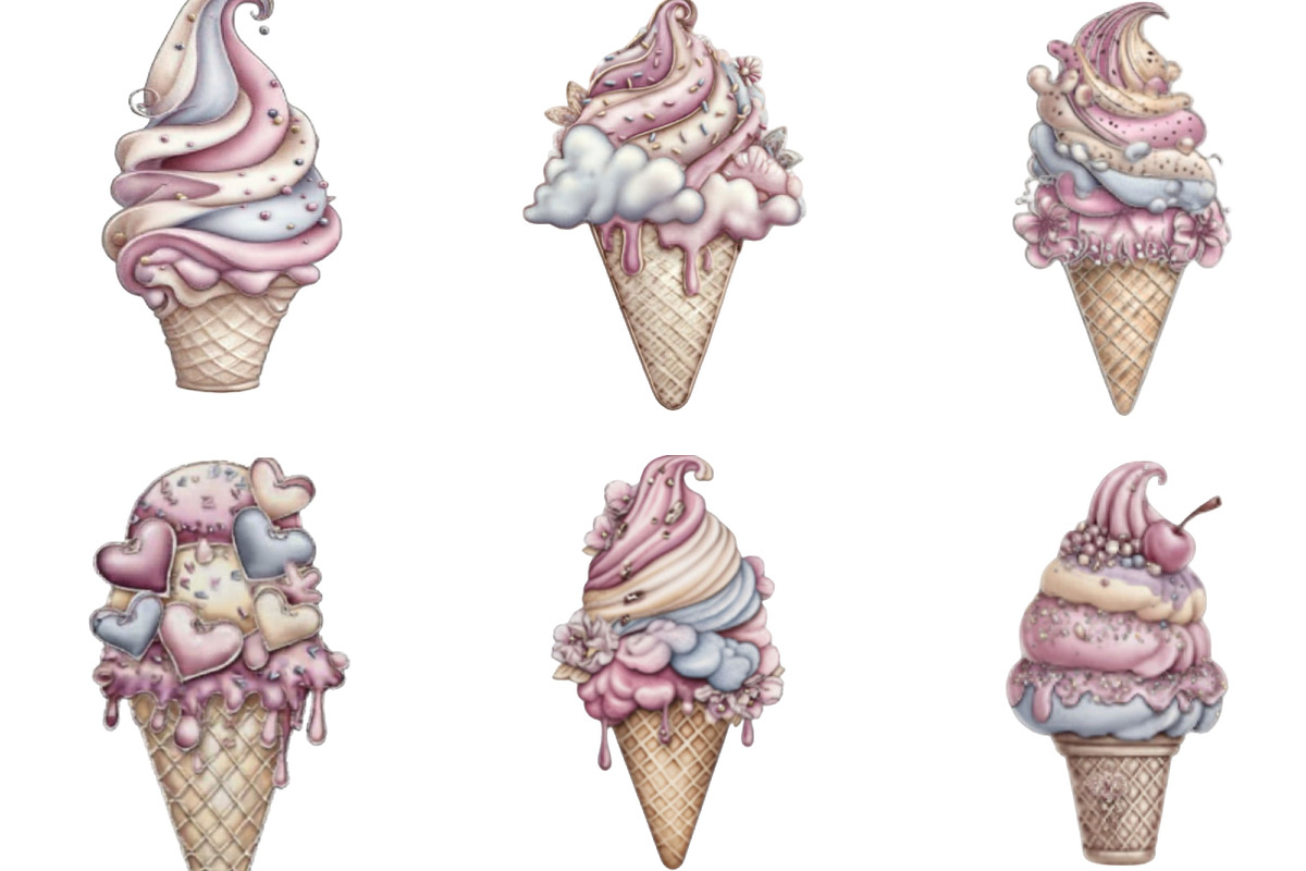 Watercolor Summer Ice Cream Clipart, an Illustration by Designking (Photo 4 of 5)