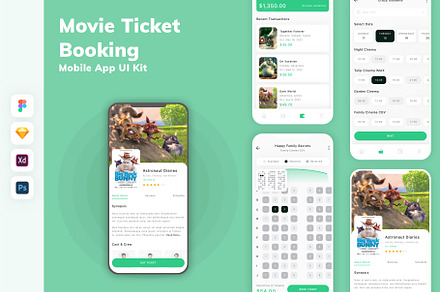 Movie Ticket Booking App UI Kit, an UI Kit Template by uicube
