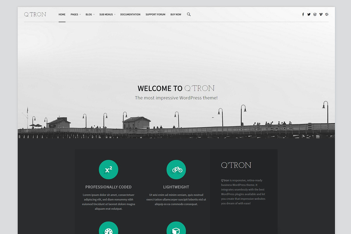 Q'tron - Business Portfolio WP Theme, a WordPress Template by WebMan Design (Photo 2 of 3)