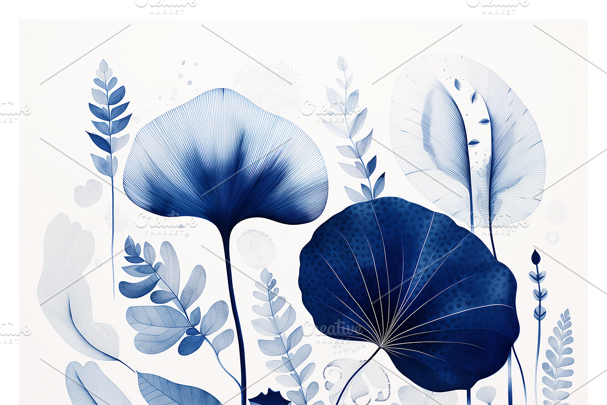 Deca Co - Blue Ink Botanical Shapes, a Texture Illustration by milatovar (Photo 10 of 25)