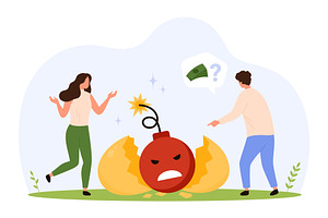 Facing Financial Risk Bomb, an Object Illustration by Flashvector