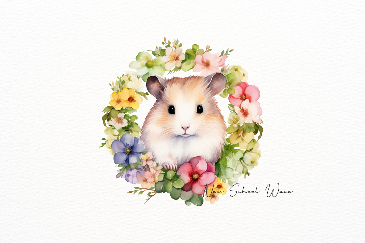 Happy Baby Hamster with Flower, an Animal Illustration by New-School-Wave (Photo 4 of 5)