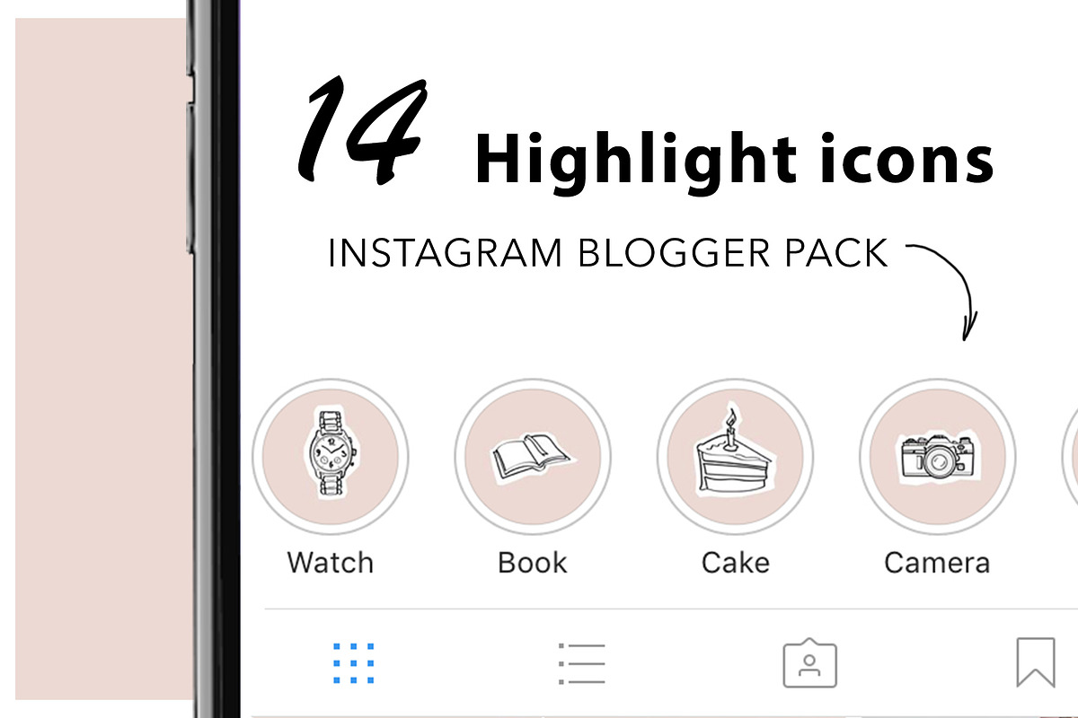 14 Instagram Stories Highlight Icons, a Social Media Template by Kristina Dubnovitskaya (Photo 1 of 5)