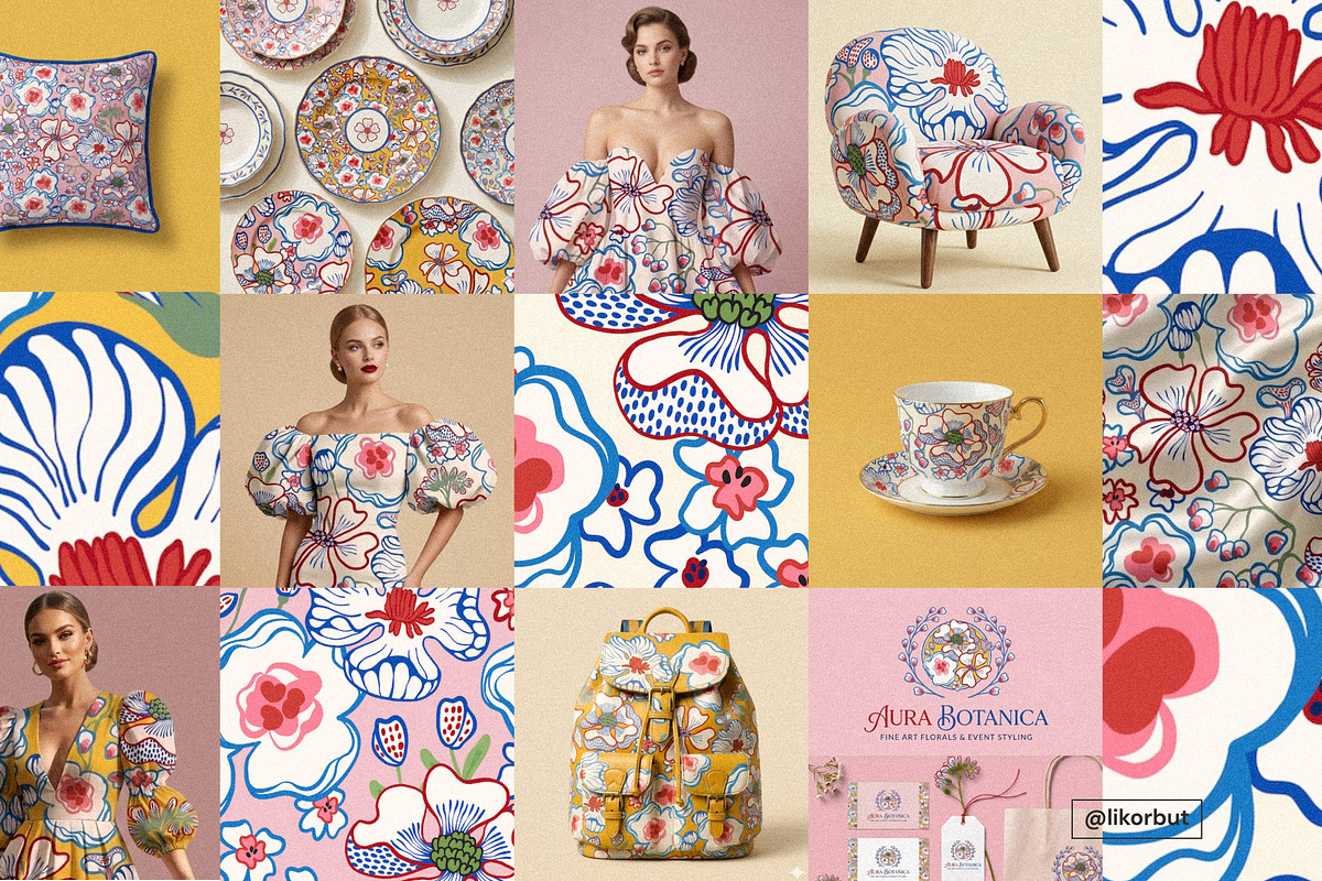 Mediterranean Bold Flower Pattern, a Pattern Graphic by likorbut (Photo 6 of 13)