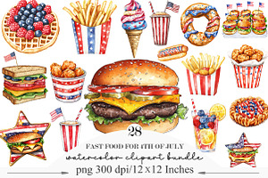 Fast Food for 4th of July Clipart, an Illustration by Designking