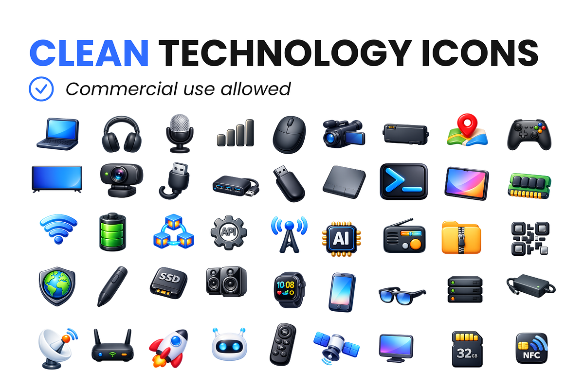 70 Technology 3D Premium Icons, a Solid Icon by Icons Drop (Photo 2 of 5)