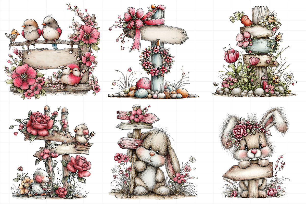 Whimsical Spring Singpost Clipart, an Illustration by Daily.Designs (Photo 6 of 7)