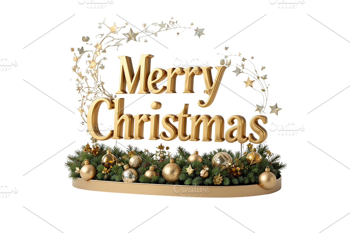 3D Merry Christmas Letter Stand, a Seasonal Illustration by Creative design (Photo 7 of 7)