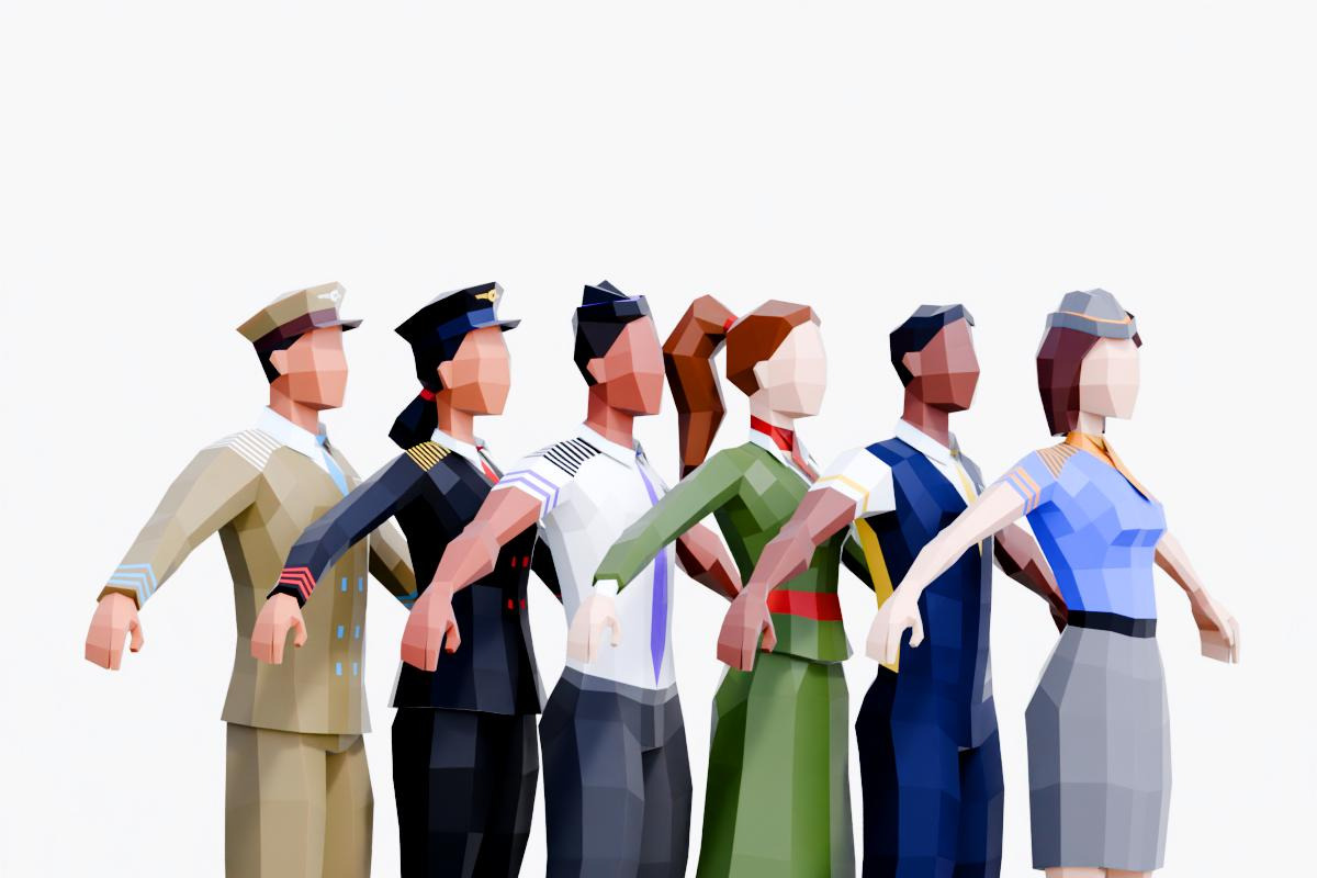 Low Poly Airline Crew Pack, a Characters & Person 3D Model by Studio Ochi (Photo 4 of 13)