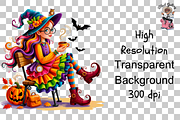Halloween Witch PNG Clipart Bundle, a Graphic by Clipart Studio (Thumbnail 10 of 11)