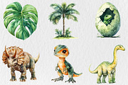 Watercolor Cute Dino Clipart, an Animal Illustration by Rose Art (Thumbnail 3 of 4)