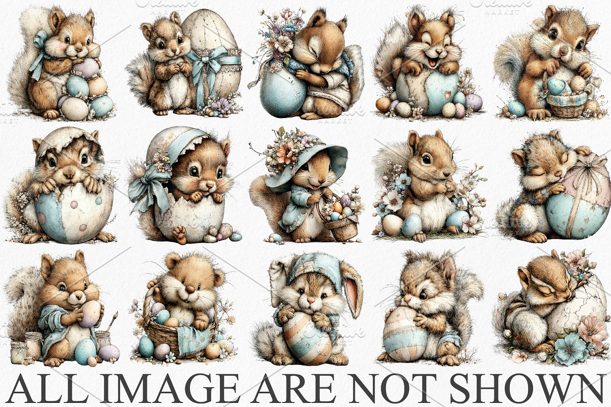 Whimsical Easter Squirrel Clipart, an Illustration by Canvas Craft (Photo 3 of 6)