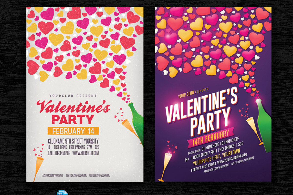 Valentines Day Flyer Cards BG Bundle, a Poster Template by DesignWorkz (Photo 4 of 12)