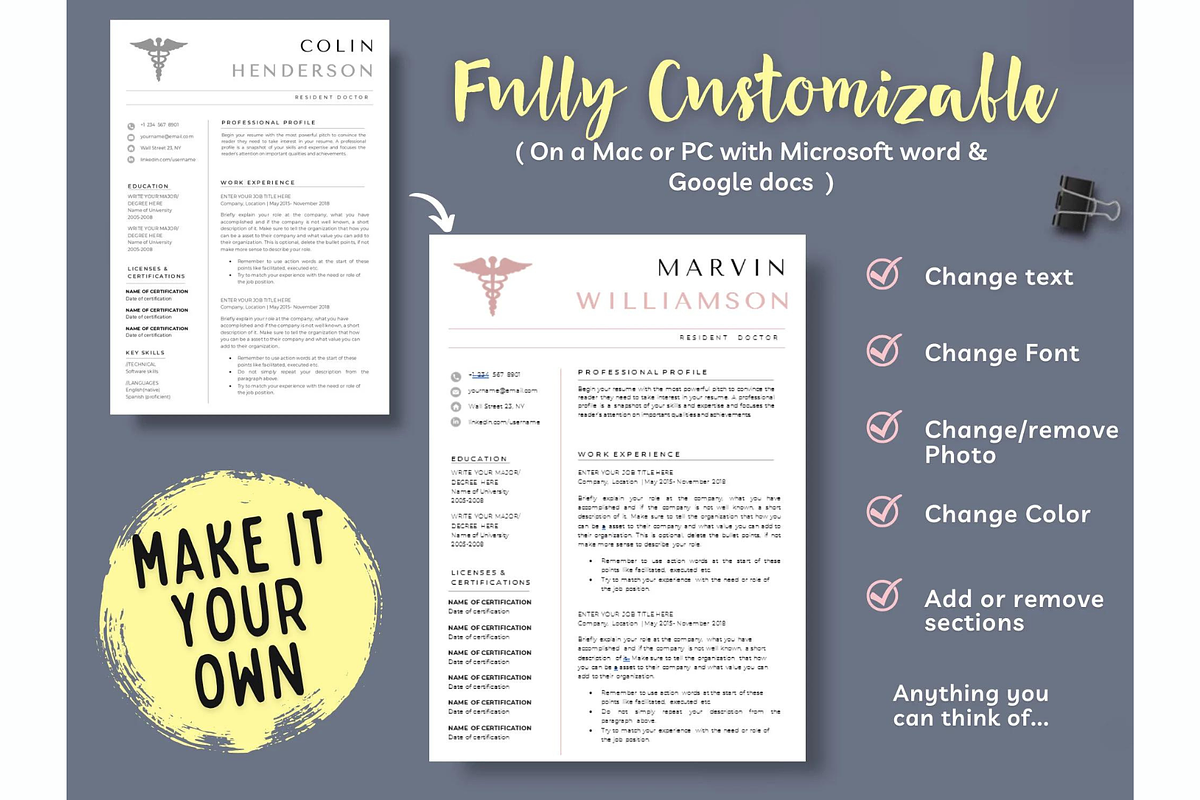 Doctor Resume Template Word,, a Resume Template by Climbwithelevator (Photo 3 of 6)