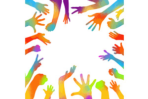colored hands frame. hand drawn. Not, a Person Illustration by Nenahliadava Design