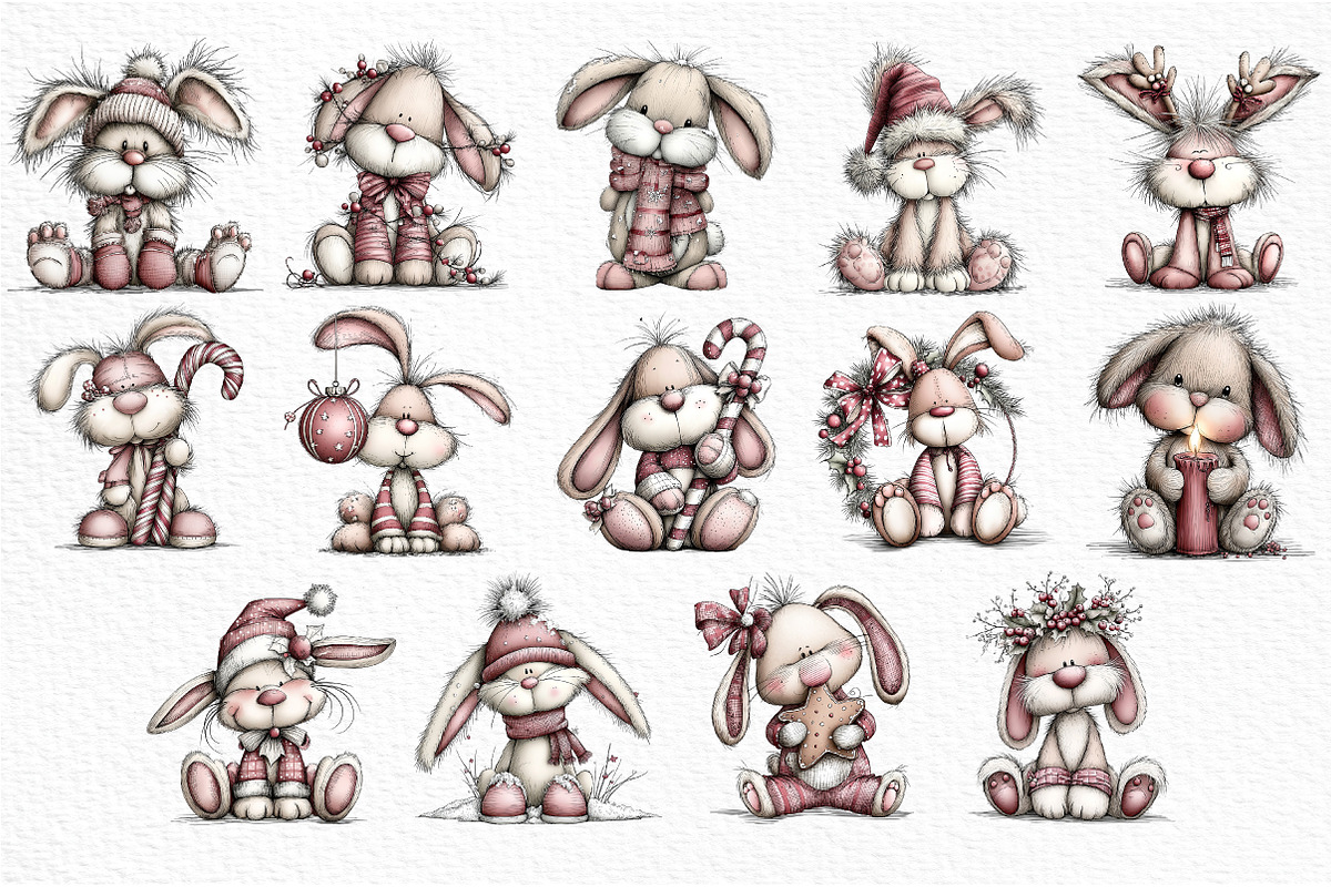 Christmas Bunny Clipart, an Illustration by Craft Nest (Photo 6 of 6)