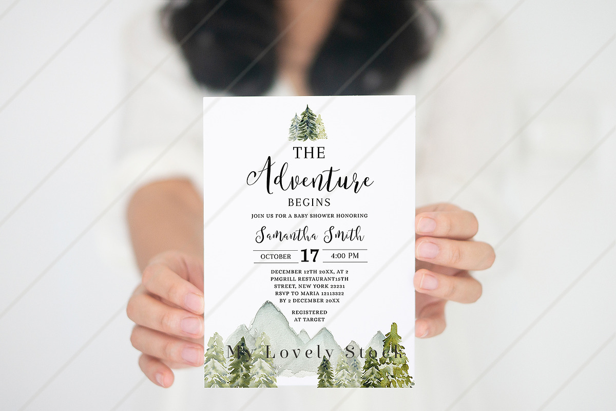 Girl holding an invitation mockup, a Print Template by My Lovely Stock (Photo 2 of 3)