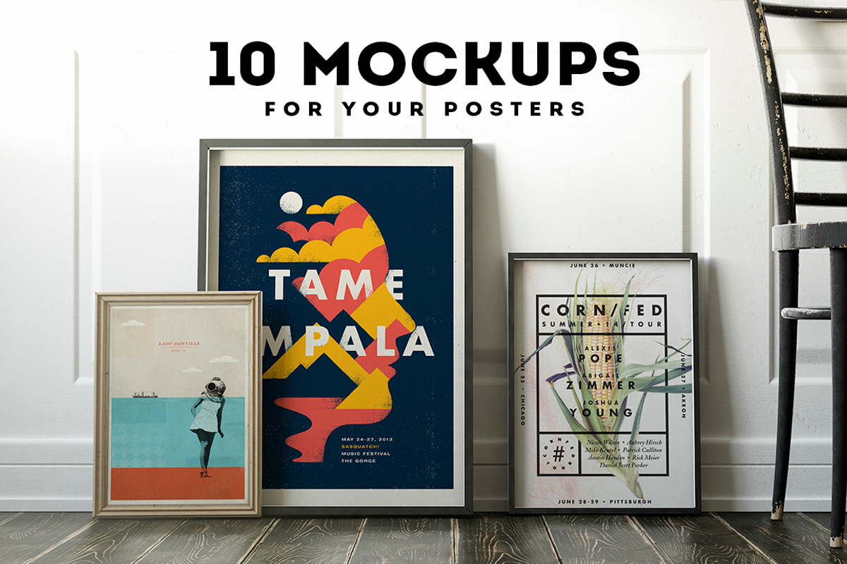 Poster Frame Mockup Set, a Print Template by Best Pixels™ (Photo 1 of 7)
