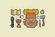 Let's go camping illustration set, an Illustration by tetiana.svirska (Thumbnail 6 of 13)