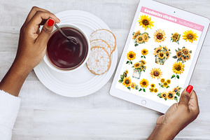 Sunflower Goodnotes Stickers Set