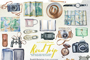 Watercolor Road Trip Clipart Set, a Person Illustration by ArtCreationsDesign (Thumbnail 12 of 19)