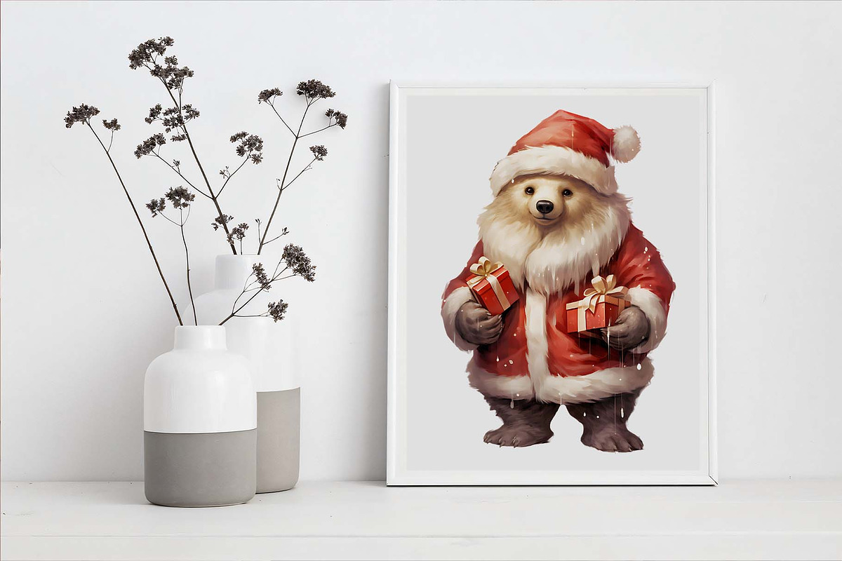 Christmas Polar Bear Clipart, an Illustration by Moon Studio (Photo 3 of 7)