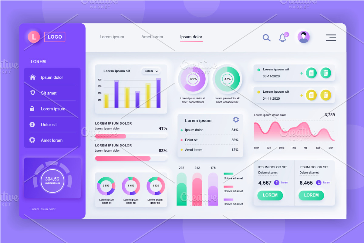 Neumorphic UI Dashboard Admin Panel, a Templates & Theme by alexdndz (Photo 13 of 21)