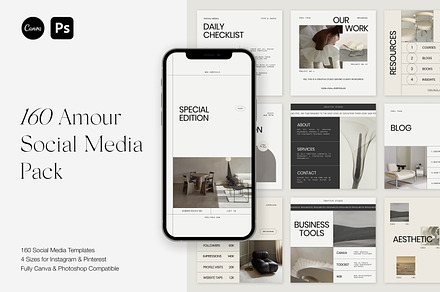 Amour Social Media Pack Canva PS, a Social Media Template by Feel This