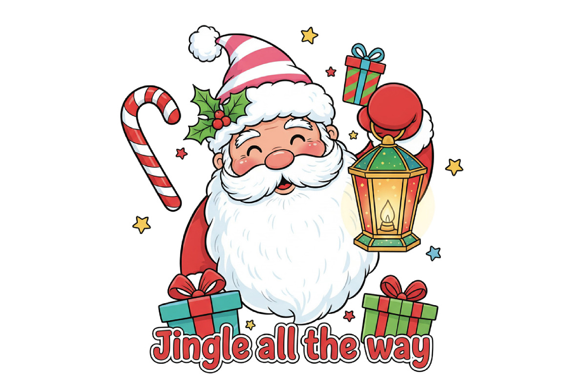 cute santa pink christmas, christmas, an Illustration by Designking (Photo 1 of 6)