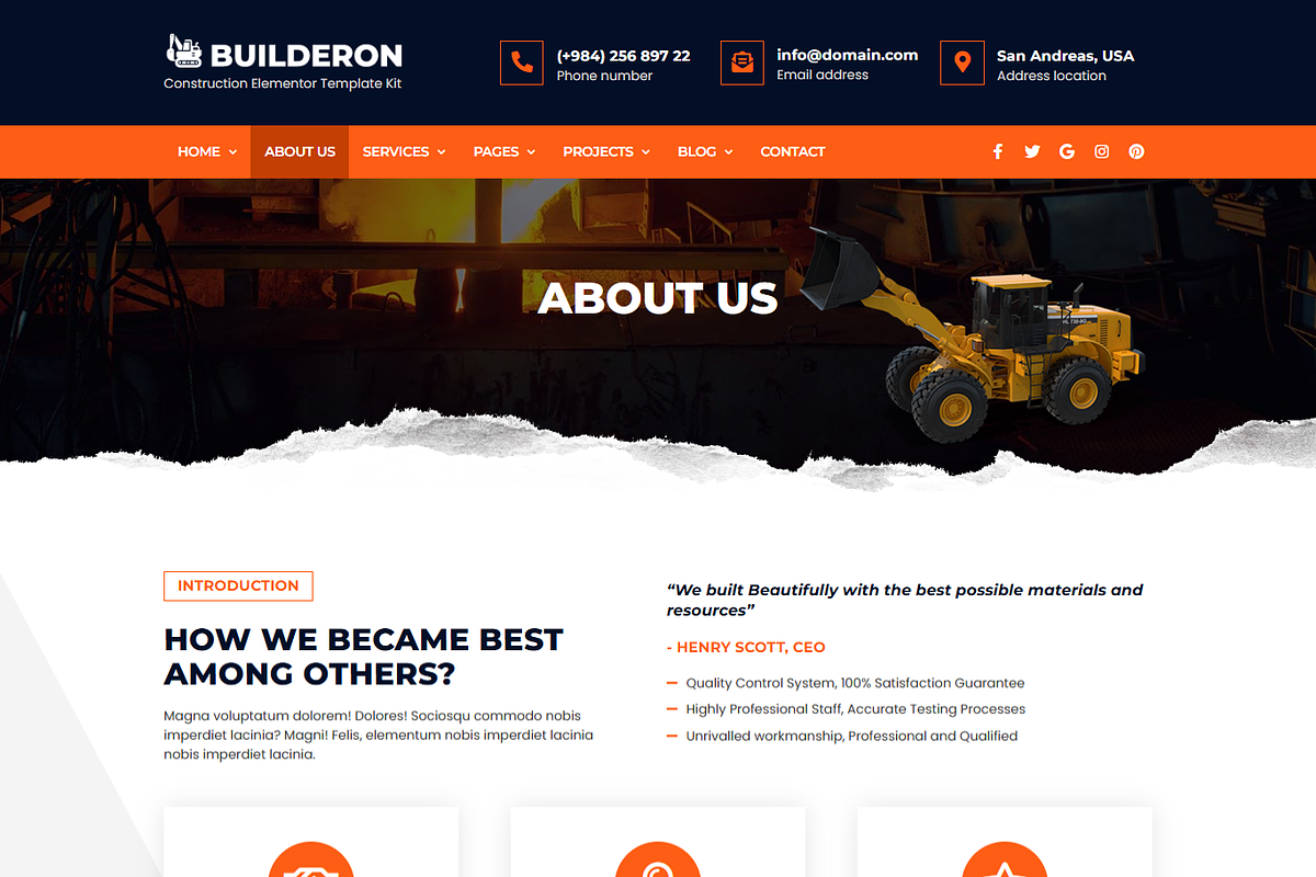 Construction Elementor Template Kit, a Landing Page Template by Elite Templates (Photo 5 of 15)