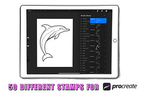 50 Dolphins Procreate Stamps Brushes