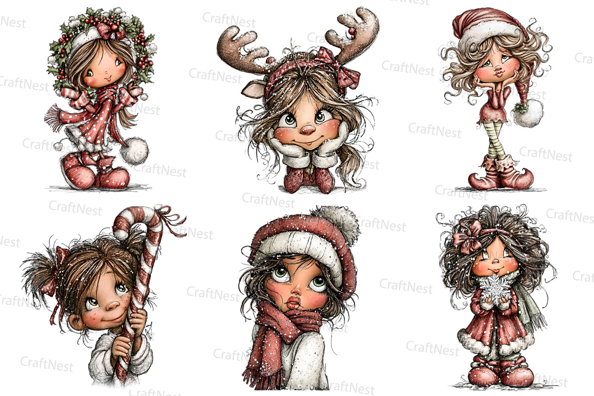 Whimsical Christmas girl, an Illustration by Craft Nest (Photo 8 of 8)