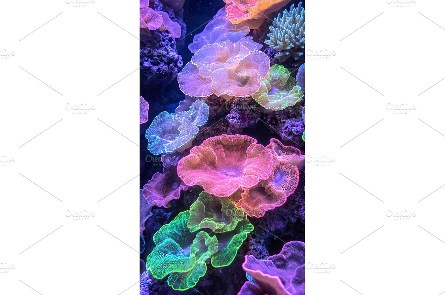Colorful Cup Mushroom Corals Growing, a Nature Photo by Lermont51