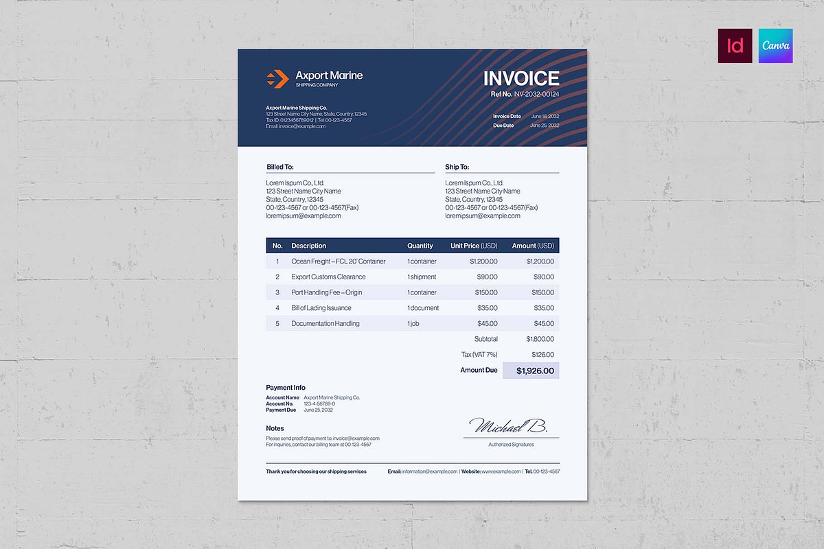 Invoice Template, a Stationery Template by BrandPacks (Photo 1 of 4)