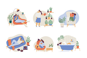 People spending time at home