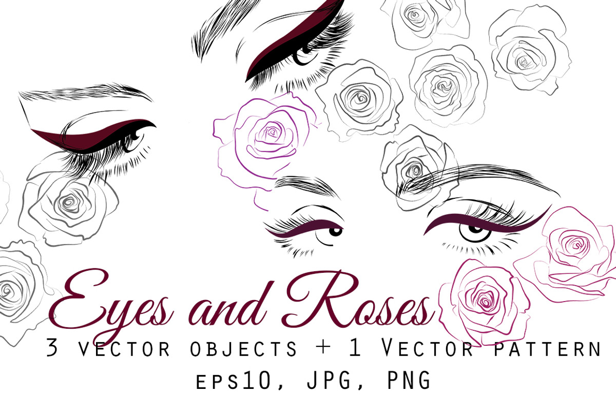 Eyes and Roses Vector Illustrations, a Texture Illustration by esylvia (Photo 1 of 4)