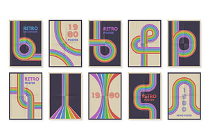 Retro Geometric Lines Posters