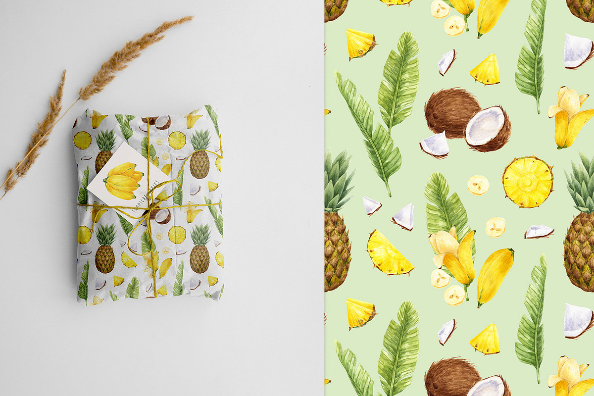 Tropical fruits watercolor clipart, a Food Illustration by a_ptichkina (Photo 5 of 5)