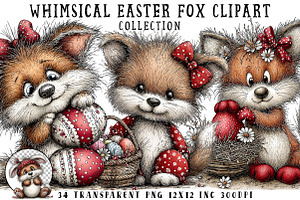 Whimsical Easter Fox Clipart, an Illustration by OK Design