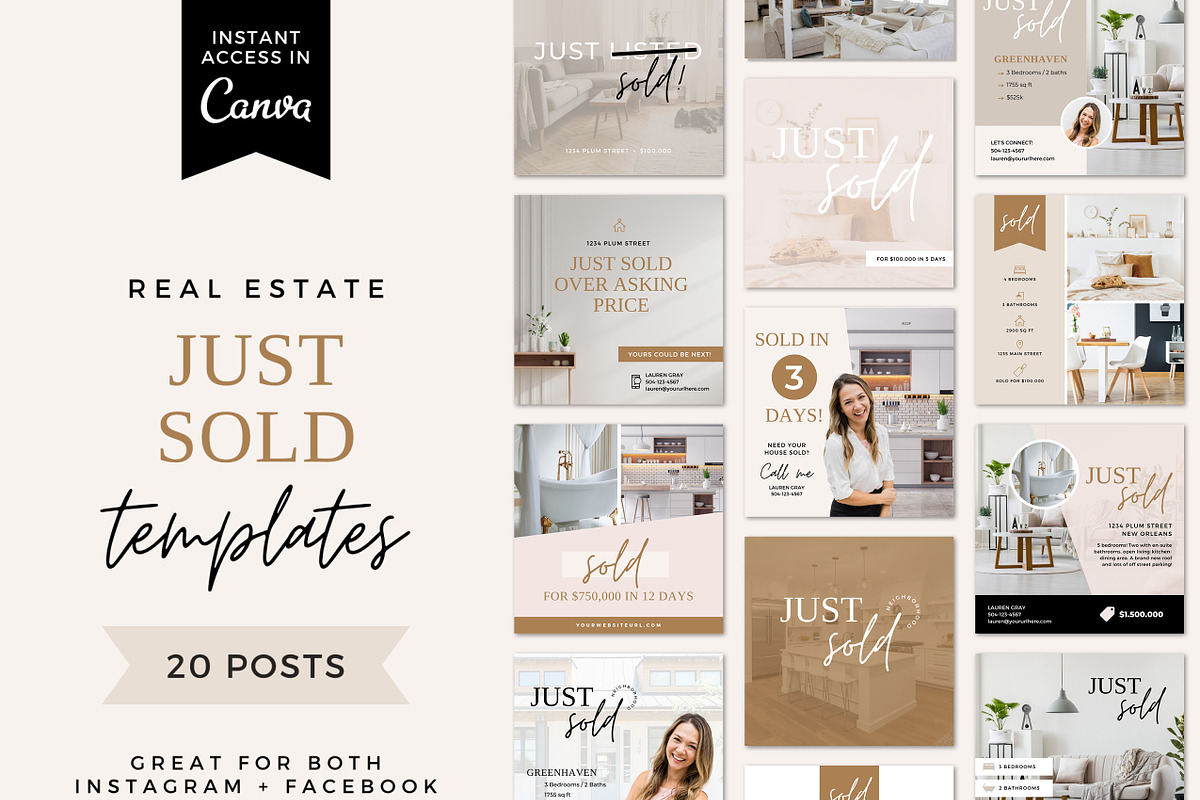 Just Sold Realtor Instagram Posts, a Social Media Template by Ciera Design Templates (Photo 1 of 5)